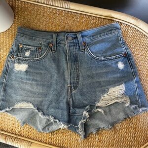 Levi’s 501 High Wasted Festival Distressed Denim Jean Shorts